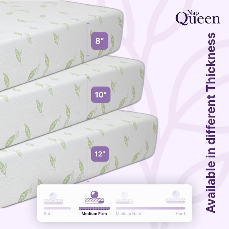 NapQueen Anula 8" Green Tea Memory Foam Mattress, Bed in a Box Bed